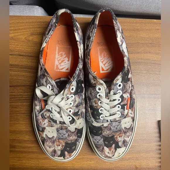Vans Shoes Vans Aspca Cat Print Of The Wall Vans Laceup Lows Colors Whitebrown Poshmark